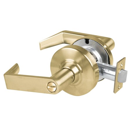 Schlage Grade 1 Bath/Bedroom Privacy Lock, Rhodes Lever, Non-Keyed, Satin Brass Finish, Non-Handed ND40S RHO 606